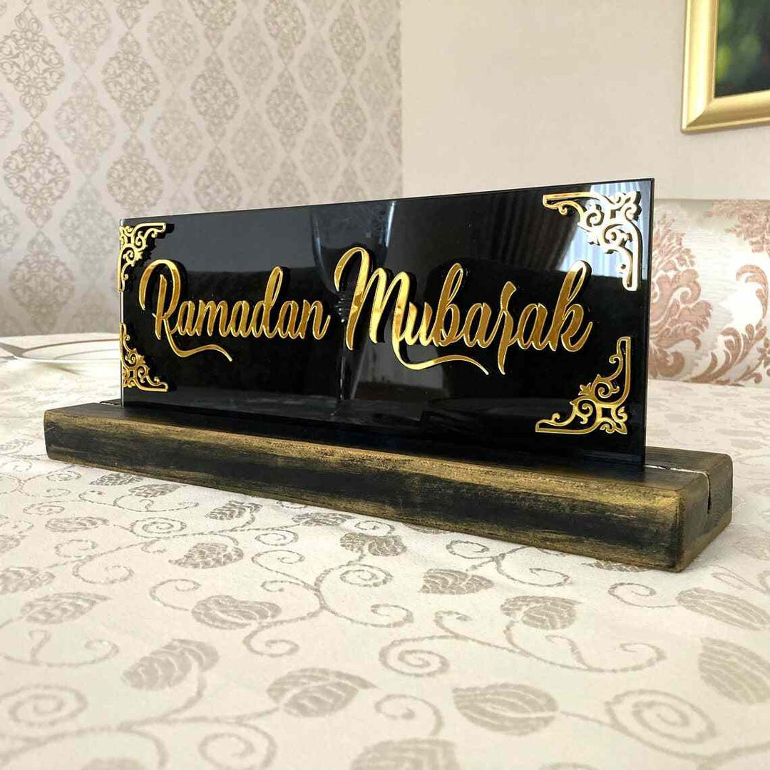 Ramadan Mubarak and Dua for Iftar Glass Decoration Islamic Tabletop Art - Islamic Wall Art Store