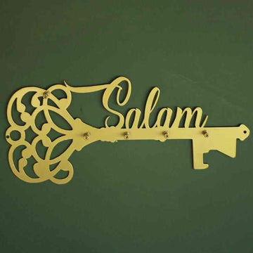 Salam Latin Key Holder, Salam and Key Metal Calligraphy Islamic Home Decor - Islamic Wall Art Store