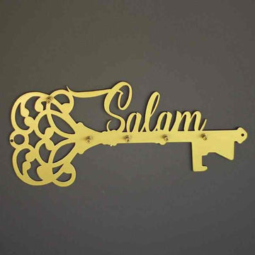 Salam Latin Key Holder, Salam and Key Metal Calligraphy Islamic Home Decor - Islamic Wall Art Store
