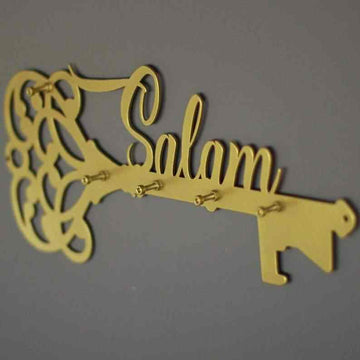 Salam Latin Key Holder, Salam and Key Metal Calligraphy Islamic Home Decor - Islamic Wall Art Store