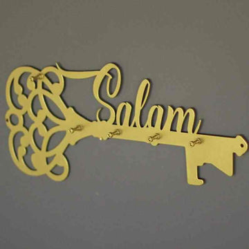 Salam Latin Key Holder, Salam and Key Metal Calligraphy Islamic Home Decor - Islamic Wall Art Store