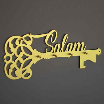 Salam Latin Key Holder, Salam and Key Metal Calligraphy Islamic Home Decor - Islamic Wall Art Store