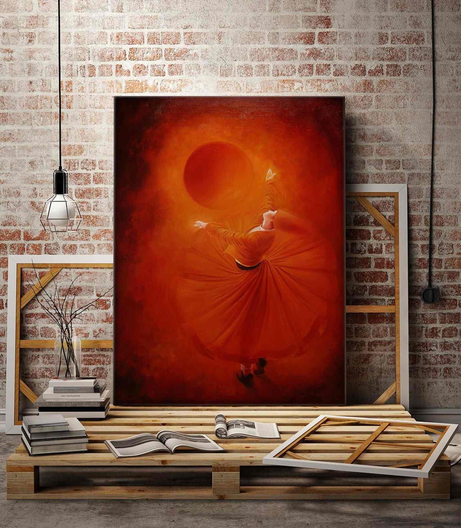 Whirling Dhervish Ebru Canvas Print Islamic Art E11141 main image 1