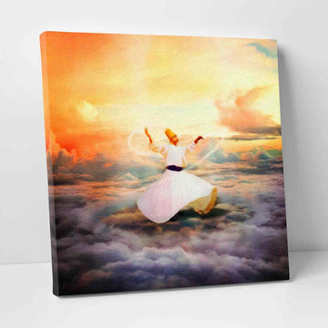 Whirling Dervish v10 Oil Paint Reproduction Canvas Print Islamic Wall Art - Islamic Wall Art Store