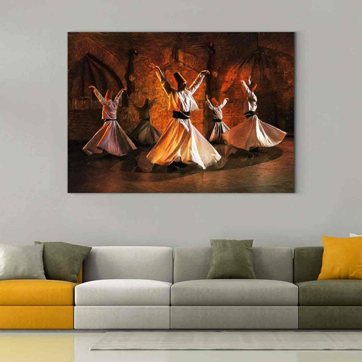 Whirling Dervish v14 Oil Paint Reproduction Canvas Print Islamic Wall Art - Islamic Wall Art Store