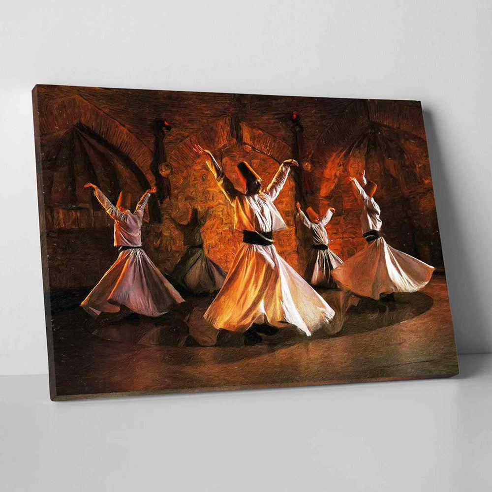 Whirling Dervish v14 Oil Paint Reproduction Canvas Print Islamic Wall Art - Islamic Wall Art Store