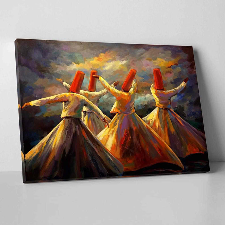 Whirling Dervish v21 Oil Paint Reproduction Canvas Print Islamic Wall Art - Islamic Wall Art Store