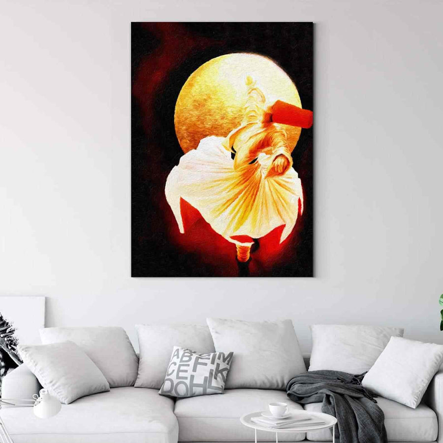 Whirling Dhervish Ebru Canvas Print Islamic Art E11141