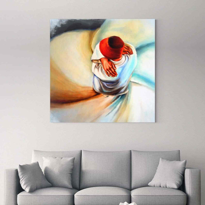 Whirling Dervish v9 Oil Paint Reproduction Canvas Print Islamic Wall Art - Islamic Wall Art Store