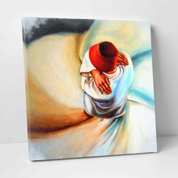 Whirling Dervish v9 Oil Paint Reproduction Canvas Print Islamic Wall Art - Islamic Wall Art Store