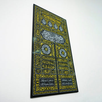 Kiswa Of Kaaba Gate UV Printed Wooden Islamic Wall Art - Islamic Wall Art Store