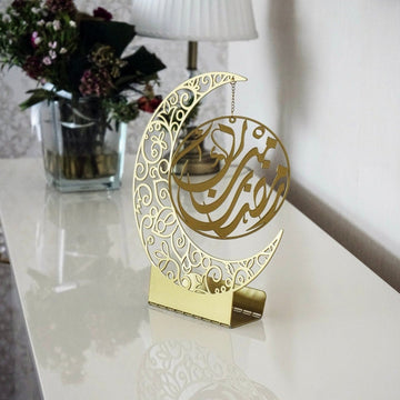 Moon Shape Metal Islamic Gift Table Decor - Islamic Wall Art Store