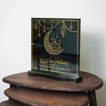 Ramadan Decoration Tempered Glass Islamic Gift Table Decor - Islamic Wall Art Store