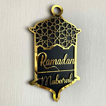 Ramadan Mubarak & Eid Mubarak Sign Wooden Islamic Gift Islamic Wall Art - Islamic Wall Art Store